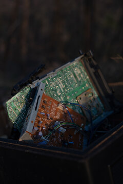 Broken computer abandoned in the field