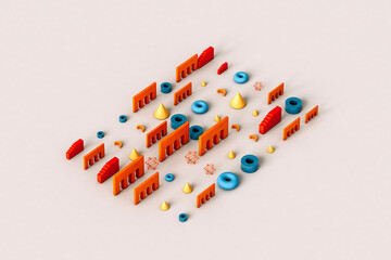 Colorful geometrical forms arranged neatly