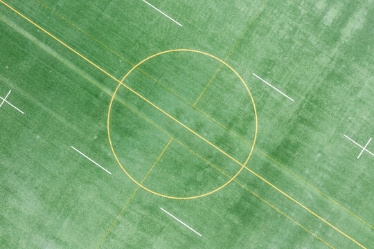 Top view of football field.