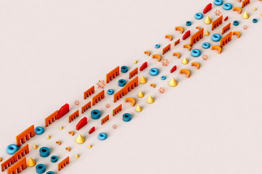 Colorful geometrical forms arranged neatly