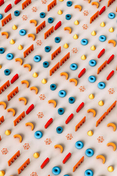 Colorful geometrical forms arranged neatly
