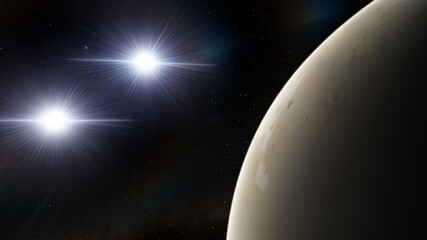 Naklejka premium planet suitable for colonization, earth-like planet in far space, planets background 3d render