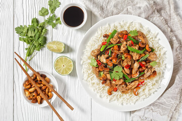 Thai cashew chicken stir fry with rice