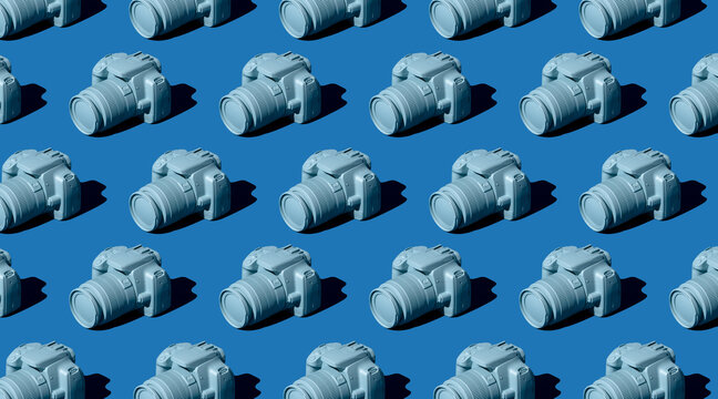 reflex camera pattern in blue tones
