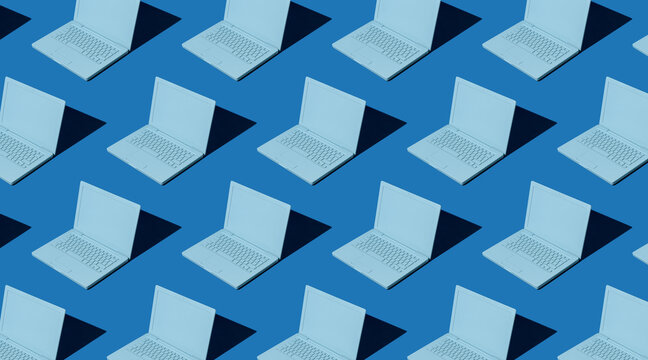 Laptop pattern in blue tones