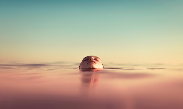 Relaxed face in the sea