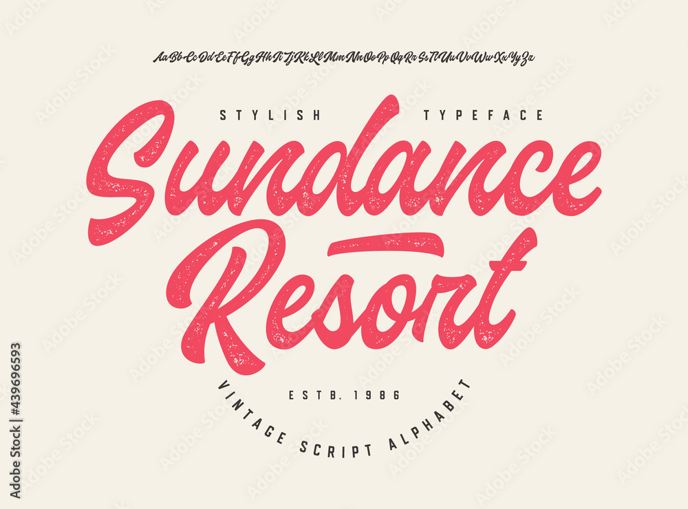 Wall mural  Sundance Resort. Original Brush Script Font. Retro Typeface. Vector Illustration.