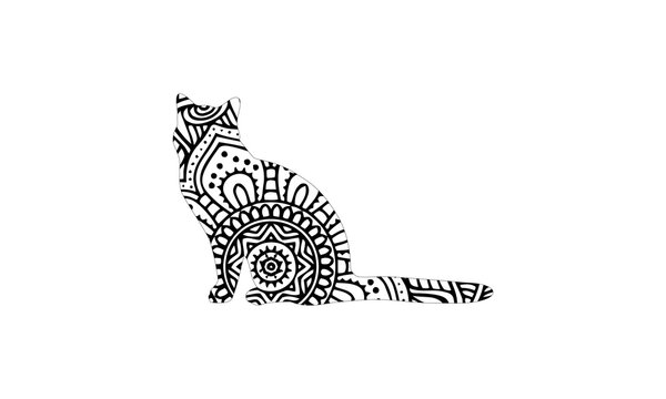 Coloring page - cat for adults kids antistress