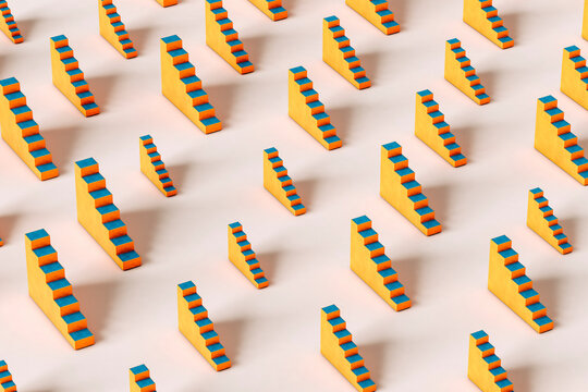 Abstract blue and orange stairs