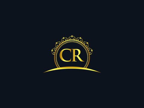 Initial CR Letter, Luxury cr Logo Icon Vector For Hotel, Heraldic, Jewelry, Fashion, Royalty With Gold Color Image Design