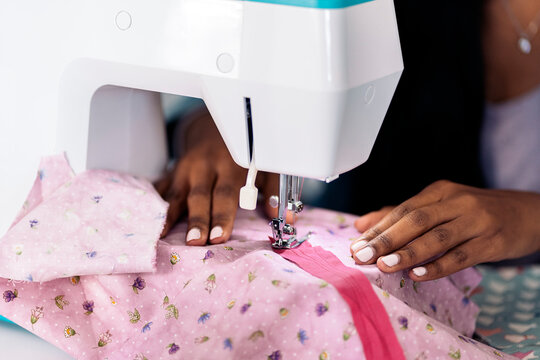 Using Sewing Machine Close Up