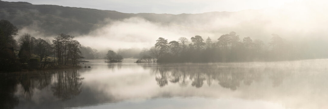 Misty rydal water reflections lake district