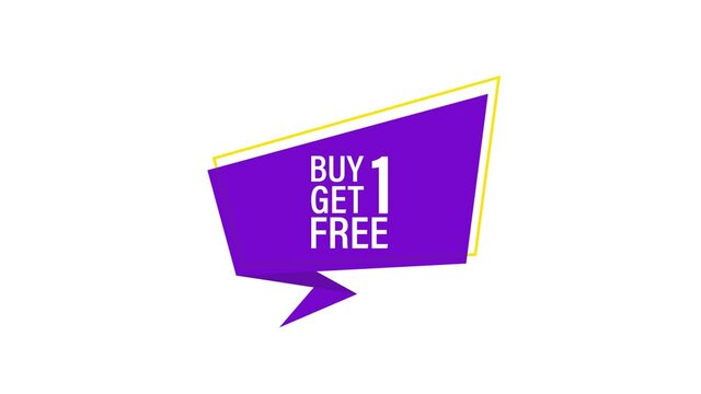 Buy 2 Get 1 Free, sale tag, banner design template. Motion graphics.