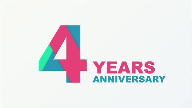 4 years anniversary emblem. Anniversary icon or label. 4 years celebration and congratulation design element. Motion graphics.