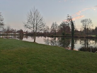 pelouse autour du lac