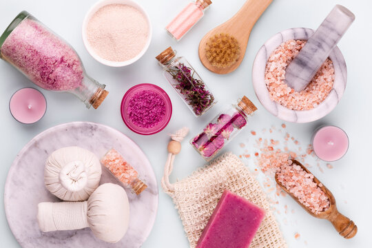 Spa homemade skin care and body cosmetics with natural ingredients.