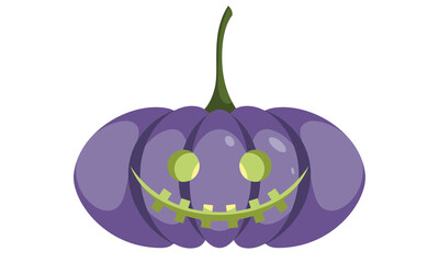 Oval pumpkin face. Halloween symbol in cartoon style