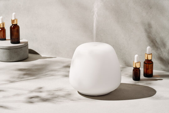 Humidifier and essential oils during aromatherapy