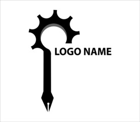 gear and pen logo design