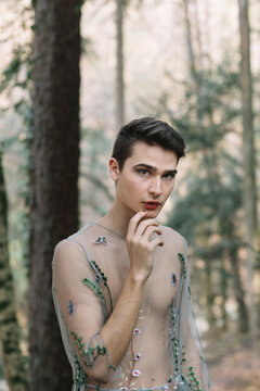 Portrait Of A Non-binary Man In The Woods 