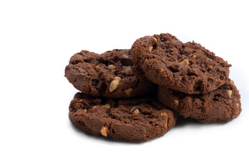 close-up of sweet chocolate and peanut cookies