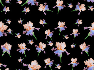 pattern with purple iris flowers