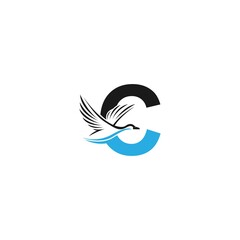 Letter C with duck icon logo design illustration