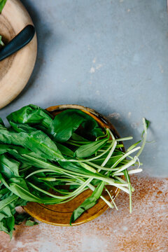 Wild garlic leaves