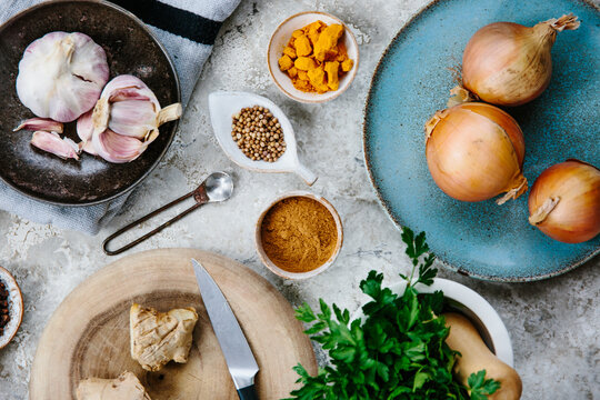 Ingredients for shawarma spice paste