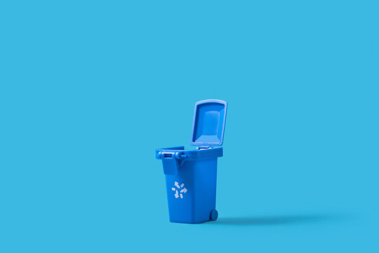 Blue trash can