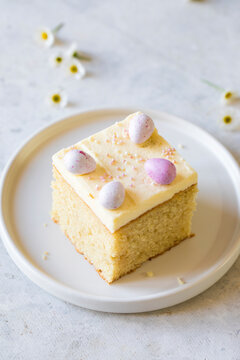 Cake slice with easter eggs