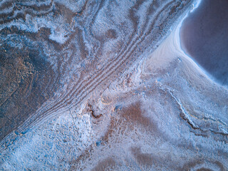 Colorful abstract background of pink salt lake