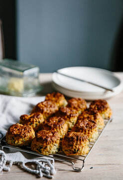 Cheese and wild garlic scones