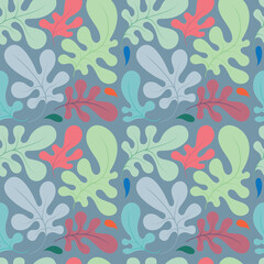 Fototapeta premium Abstract floral seamless background. Unreal leaves endless pattern. Part of set.