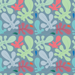 Abstract floral seamless background. Unreal leaves endless pattern. Part of set.