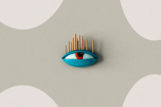 Abstract eyes on grey background - 3D image