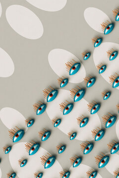 Abstract eyes on grey background - 3D image