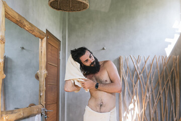 Man Drying Off After A Shower