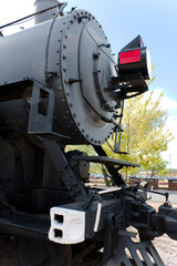 The front of steam railway locomotive