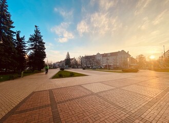 sunset in the city centr