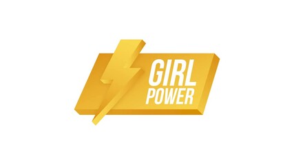 Girl power on white background. Strong hand symbol. Motivational poster. Motion graphics.