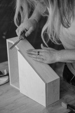 wood worker building custom shape