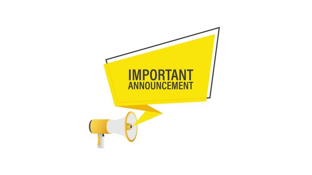 Hand Holding Megaphone with important announcement. Megaphone banner. Web design. Motion graphics.