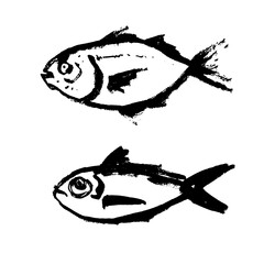 Vector image of fish in brush drawing style