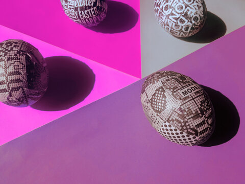 arranged colorful DIY easter eggs