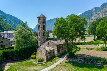 Santa Coloma church of pre-Romanesque structure at Andorra - obrazy, fototapety, plakaty
