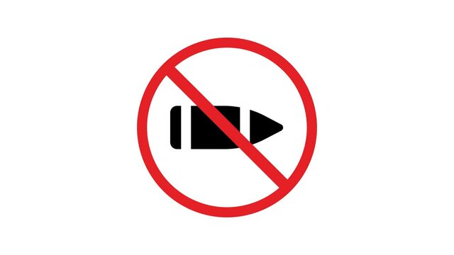 no bullet road sign animation. simple red circle prohibition Not Allowed Sign road motion design 4k with alpha channel mate