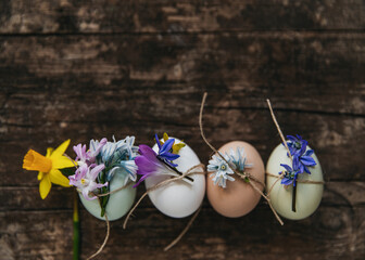 Easter eggs decorated with flowers