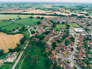 Aerial view of small rural village