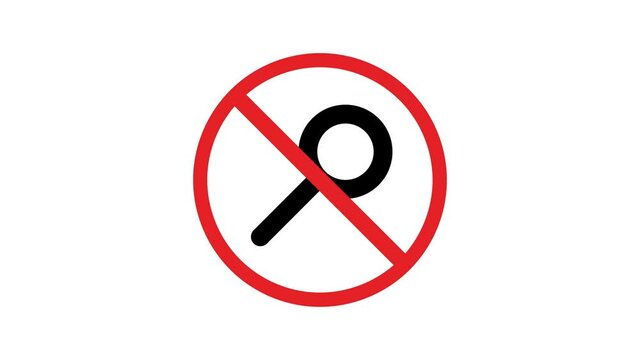 no search road sign animation. simple red circle prohibition Not Allowed Sign road motion design 4k with alpha channel mate